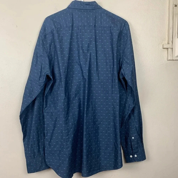 Bonobos Blue Button Down Shirt Dot 2X Career Dress Shirt Printed Long Sleeve - Picture 2 of 5